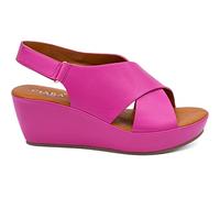 CIARA LONDON Ladies Fuchsia Open Toe Slip On Mid Heel Wedge Hook And Loop Casual Summer Sandals UK 5