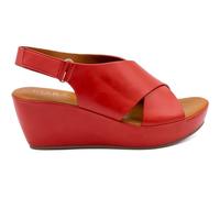 CIARA LONDON Ladies Open Toe Slip On Mid Heel Wedge Hook And Loop Casual Summer Sandals, Red, UK 6