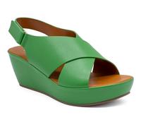 CIARA LONDON Ladies Slip On Mid Heel Wedge Casual Summer Sandals, Hook & Loop, Slingback, Open Toe, Green UK 3