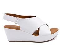 CIARA LONDON Ladies Slip On Mid Heel Wedge Casual Summer Sandals, Hook & Loop, Slingback, Open Toe, White UK 5