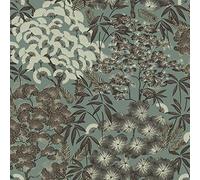 Grandeco Hisea Oriental Blossom Textured Wallpaper, Green