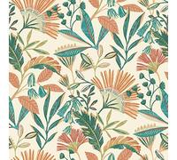 Ciara Tropical Leaf Orange Green Wallpaper - Botanical Floral Leaves - Modern Contemporary Textured Vinyl Paste The Wall