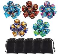 CiaraQ 35 Pieces Polyhedral Dice, Double-Colors Polyhedral Game Dice with 5 Pack Black Pouches for RPG Dungeons and Dragons Pathfinder DND RPG MTG D20 D12 D10 D8 D4 Table Game