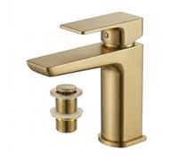 Ciarko Arko Bathroom Basin Mixer Tap,stylish Bathroom Sink Tap With Single Lever Handle & With Pop Up Waste, Single Hole, Brass