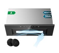 CIARRA 52cm Integrated Cooker Hood 460m³/h, Built-in Kitchen Extractor Fan with Wave Control, LED Light, Carbon Filter, Recirculation & Ducting Options, Slim Undercabinet Kitchen Hood - CBCB5931B