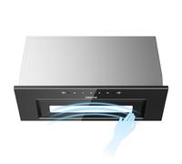 CIARRA 60cm Integrated Cooker Hood, Built-in Kitchen Extractor Fan with Wave Control, LED Light, Carbon Filter, Recirculation & Ducting Options, Slim Undercabinet Kitchen Hood - CBCB6931B