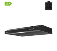 CIARRA Slimline 60 cm Cooker Hood for Cabinet Mounting - Black Housing, Compact Build, Dual Venting Option, Push-Button Control