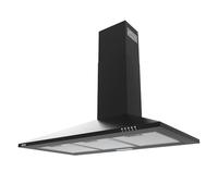 CIARRA' 90 cm Cooker Hood Stainless Steel Chimney Extractor Hood with LED and Recirculating & Ducting System Wall Mounted Range Hood 600 mm Extractor Fan - CAB9201A,Black
