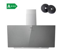 Ciarra 90Cm Brushed Silver Glass Angled Cooker Hood With Touch Control