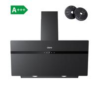 Ciarra 90Cm Frosted Glass Angled Cooker Hood Anti-Fingerprint - Black