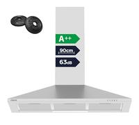 CIARRA 90cm Wall-Mounted Cooker Hoods 900mm CBCS9201 with Carbon Filters LED Light Stainless Steel Chimney Vent Hood Recirculating&Ducting Kitchen Ventilation Extractor Fan