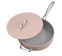 CIARRA Beyond Cookware Nonstick Saute Pan, Non Toxic Deep Saute Pan 28cm PTFE&PFOA Free, Oven Safe, Compatible with All Stovetops, Pink