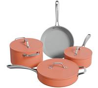 CIARRA Beyond Cookware Set Nonstick Induction Hob Pots and Pans Set with Lids with 24cm Dutch Oven, 26cm Frying Pan, 28cm Saute Pan, 20cm Saucepan,Orange