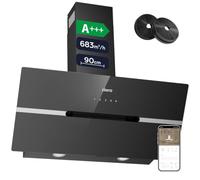 CIARRA Black Angled Cooker Hood 90cm WIFI APP Touch Control CBCB9736F