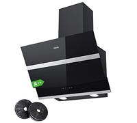 CIARRA CBCB6736N Class A++ 650m³/h Touch Control Angled Cooker Hood 60cm with Carbon Filters Recirculating & Ducting LED Lights Wall Mounted Range Hood 600mm Kitchen Extractor Fan