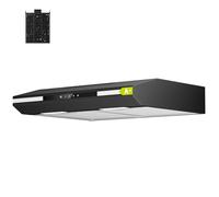 CIARRA CBCB6921 Undercabinet Cooker Hood 60cm 3-Speed Ventilation Hood Recirculation & Duct-Out Modes CBCF011 Carbon Filter Included Wall Mount Hood 61dB Low Noise Top Venting 3 Speeds LED Light