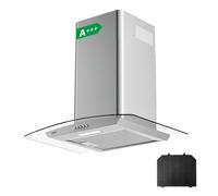 CIARRA CBCS6506B Curved Glass Cooker Hood 60cm 650 m³/h Chimney Hoods with 3