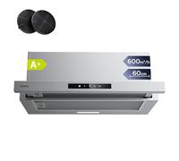 CIARRA CBCS6909A Telescopic Cooker Hood 60cm 600m³/h Ducted&Recirculation Built-in Extractor Hood 600mm with LED Light