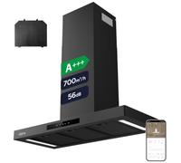 Ciarra 90cm Cooker Hood CBCB9102P Smart App WIFI Touch Control 650m³/h Recirculating&Ducting Wall Mount Hood Kitchen Extractor Fan 4-Speed with Booster Function Dimmable LED Lights