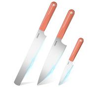 CIARRA Kitchen Knife Set, 3 Pcs Knife Set with Ultra Sharp Blade and Ergonomic Soft Handles for Precision Cutting, Includes Bread Knife, Chef's Knife&Utility Knife, Ideal for Home&Professional Use