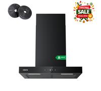 CIARRA Recirculation 60CM Extractor Hood, Wi-Fi & App Touch Control, 650 m³/h, Wall-Mount, 4-Speed with Booster, Black Aluminum Filters, Energy Class A+++