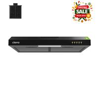 CIARRA Slimline 60 cm Cooker Hood for Cabinet Mounting - Black Housing, Compact Build, Dual Venting Option, Push-Button Control