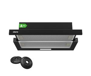 CIARRA Telescopic Cooker Hood 60cm CBCB6906D 370m³/h Built-in Extractor Hood 600mm with LED Light 2 Speeds Integrated Kitchen Extractor Fan Black