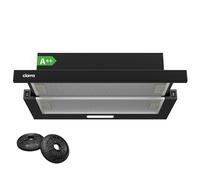 CIARRA Telescopic Cooker Hood 60cm CBCB6906D 391m³/h Built-in Extractor Hood 600mm with LED Light 2 Speeds Integrated Kitchen Extractor Fan Black