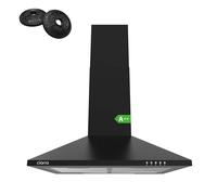 CIARRA Wall-Mounted Kitchen Extractor 60cm, Black Cooker Hood- Convertible Venting, Push-Button Control