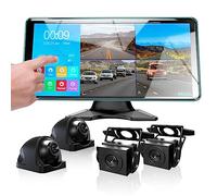 Ciascy 4K Backup Camera 4CH Dash Cam with 10.36" Quad Split Touch Screen & 4 AHD Front Rear Sides View Camera w/DVR Recording Music Video Playback Avoid Blind for RV Semi Trailer Truck Van