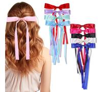 CIATBYYJ 10 Pcs Hair Ribbon Colorful Hair Bows for Women, Tassel Bow Hair Clips with Long Tail, Cute Ponytail Holder Accessories for Women Girls Kids Birthday Valentine's Day Gifts