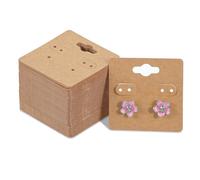 CIATBYYJ 100Pcs Earring Display Cards for Selling, 2 Inch Blank Earring Display Holder Cards with Holes, Brown Kraftpaper Jewelry Displays Card Tags for Selling Jewelry DIY Craft Retail