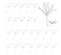 CIATBYYJ 25Pcs Acrylic Crystal Flower Branches, Artificial Bead Drop Bouquet Picks, Glitter Floral Acrylic Stems for Wedding, Christmas, Thanksgiving, Home & Office Decoration(White)