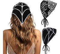 CIATBYYJ 2Pcs Black Skull Headbands Hollow Crochet Bandanas Headbands Spider Gothic Head Scarf Halloween Hair Accessories for Women