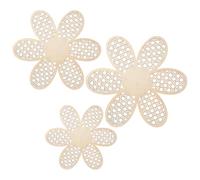 CIATBYYJ 3 Pieces Boho Daisy Wall Decor, Wooden Daisy Wall Art, Natural Rattan Flower Walls Hanging Art for Home Office Nursery, Farmhouse Bathroom Decorations (Wooden Color)