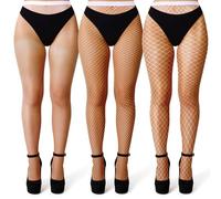 CIATBYYJ 3Pcs Classic Mesh Fishnet Stockings Tights with High Waist for Women, Sexy Nude Fishnet Stocking Pantyhose for Solo&Layer