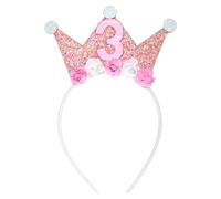 CIATBYYJ 3rd Birthday Princess Headband, Princess Tiara, 3 Years Sparkling Tiara for Toddler, Lightweight Party Headband Photo Prop for Age 3 (3rd Birthday Edition)