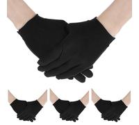 CIATBYYJ 4 Pairs Black Cotton Gloves Breathable Black Gloves for Women Men Teens Soft Costume Glove for Formal Tuxedo Guard Parade Coin and Jewelry Inspection