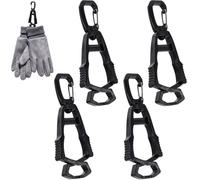 CIATBYYJ 4 Pcs Z-Shaped Interlocking Glove Holder Clips, Gloves Clips for Construction Work, Flexible 360° Rotating Gloves Holder, Black Work Glove Clip Holders for Hats Towels