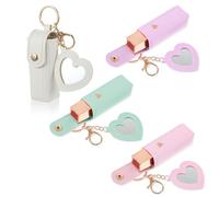 CIATBYYJ 4Pcs Lipstick Holder Keychain, Lipstick Holder for Women, Colorful Lip Balm Holders Keychains for Pocket Bag Accessories