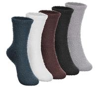 CIATBYYJ 5 Pairs Coral Fleece Wool Hiking Socks for Men, Plus Size Thick Nordic Thermal Welly Socks Knitting, Soft Warm Thick Sock for Boots Ski Hiking