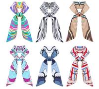CIATBYYJ 6 Pack Scarf Bags for Women Mixed Designs Purse Scarf Fashion Handbag Scarfs Band Neckerchief Scarfs Head Wrap Hair Accessories for Women 32.3x1.5in