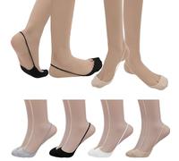 CIATBYYJ 8 Pairs Invisible Socks for Women, Ultra Low Cut Liner Socks in 4 Colors, No Show Toe Topper Sock for High Heels, Non-Slip Sock for Women US Size 5-8(Black/White/Gray/Skin)