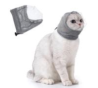 CIATBYYJ Adjustable Cat Muzzle for Grooming, Breathable Cat Pet Head Cover, Transparent Anti-Bite Cats Mask Helmet for Nail Trimming Bathing Vet Visits(S)