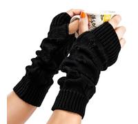 CIATBYYJ Black Fairy Grunge Arm Warmers Y2k with Thumb Hole, Soft Fingerless Ripped Long Sleeve Warm Crochet Gloves, Band Party Women Girls Grunge Accessories for Band Party Halloween Christmas