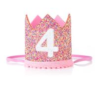 CIATBYYJ Rainbow Crown for 4th Birthday Party-Glitter Birthday Crown, Birthdays Hats for Kids, Baby's Birthdays Photo Props, Little Girls Hair Accessories Party