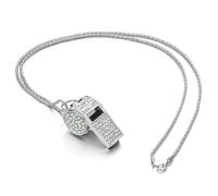 CIATBYYJ Silver Sparkly Whistle Rhinestone Whistle with Detachable Chain Glitter Whistles Necklace Charm Accessory Zinc Alloy Silver Whistles for Coaches Teachers Referees Sports and Training