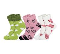 CIATBYYJ Womens Fuzzy Socks Winter Warm Fluffy Socks Cozy Slipper Socks, 3Pairs Colorful Cute Microfiber Soft Home Sleeping Socks (Heart Pot)