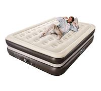 Ciays Air Bed with Built-in Pump, Double size Airbed Air Bed with Carrying Bag for Home and Camping, Flocked Top Air Mattress for Guests, Family, Brown