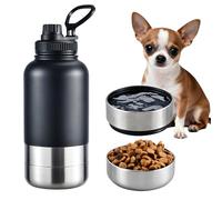 Cibaabo 32oz Insulated Dog Water Bottle with 2 Bowls for Small Dogs